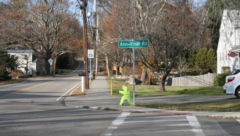 This figure is an image showing a sidewalk that was added along the side of Hollet Street using SRTS funds.